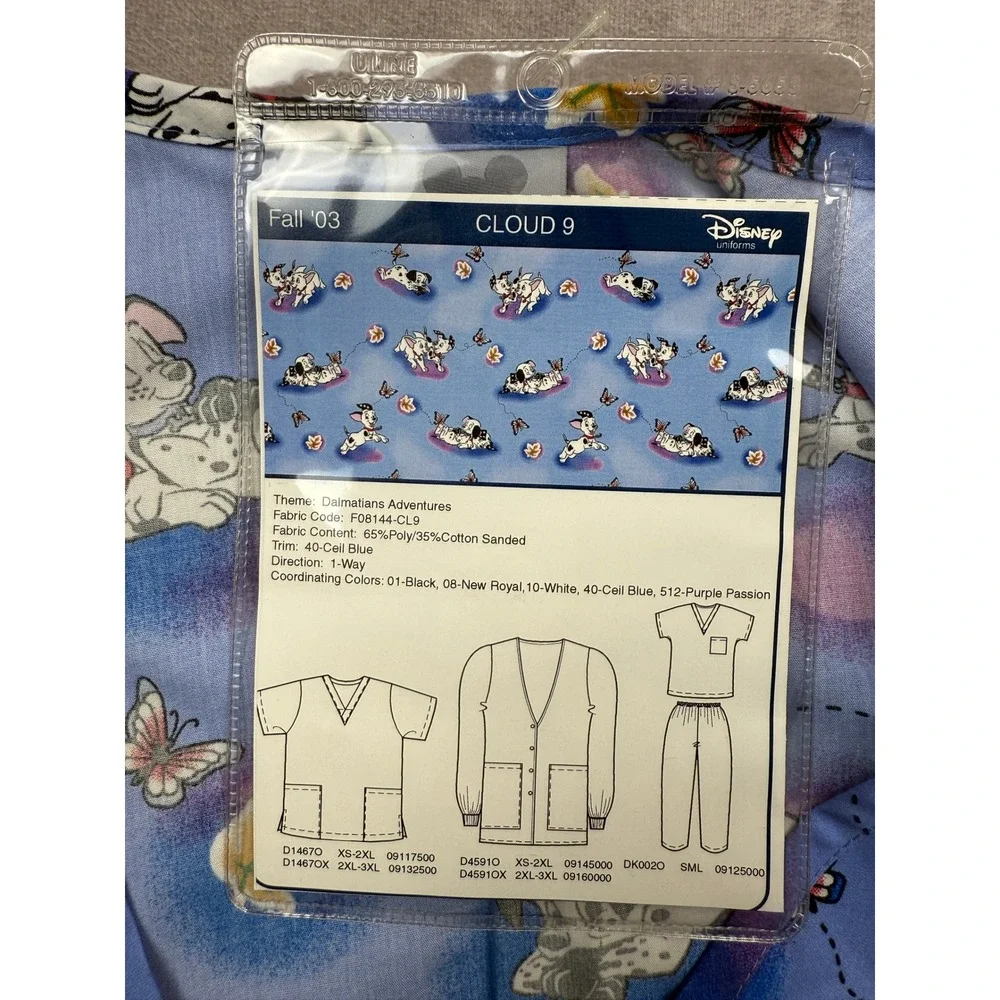 NWT VTG 2003 Disney X Barco Uniforms 101 Dalmatians Blue Scrub Jacket Size S USA - Picture 5 of 16
